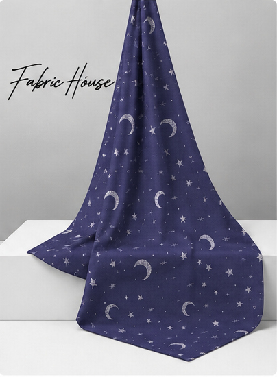 Lavender Night Sky poly-cotton draped to show fall
