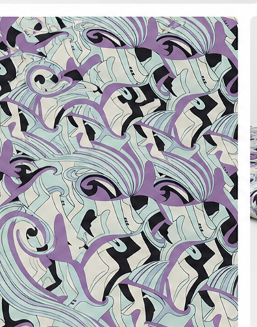 Lilac Abstract Swirl Lines poly-cotton, print close up