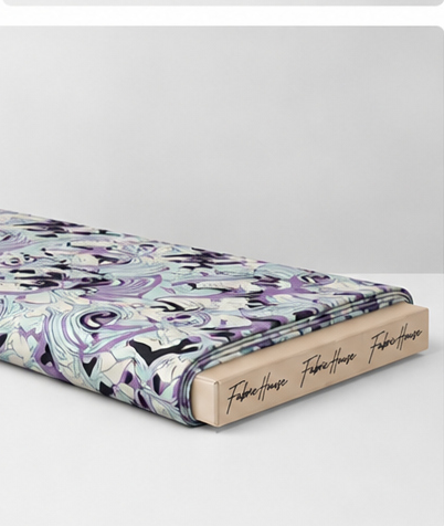 Lilac Abstract Swirl Lines poly-cotton folded