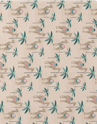 Beige Sage Leaf Sprigs poly-cotton, print close up