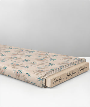 Beige Sage Leaf Sprigs poly-cotton folded