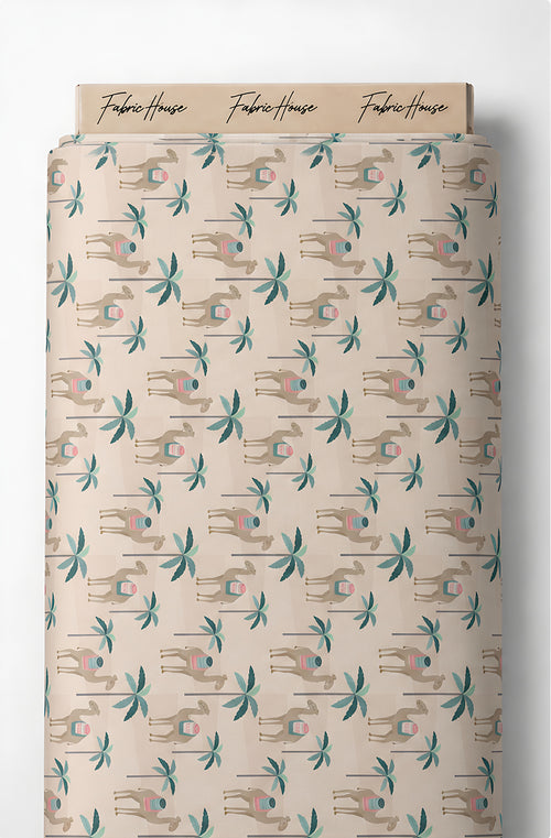 Beige Sage Leaf Sprigs poly-cotton full roll