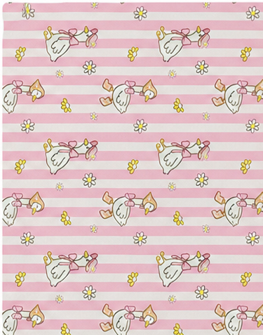 Pink Pastel Striped Florals poly-cotton, print close up