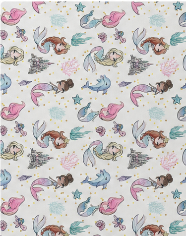 Pastel Garden Doodles poly-cotton, print close up