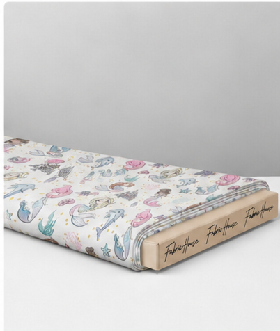 Pastel Garden Doodles poly-cotton folded
