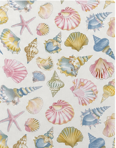 Pastel Seashell Print poly-cotton, print close up