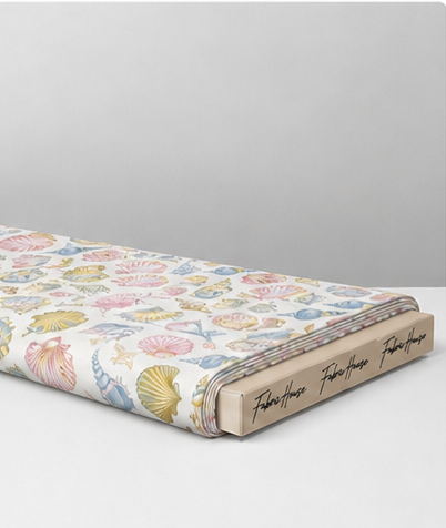 Pastel Seashell Print poly-cotton folded
