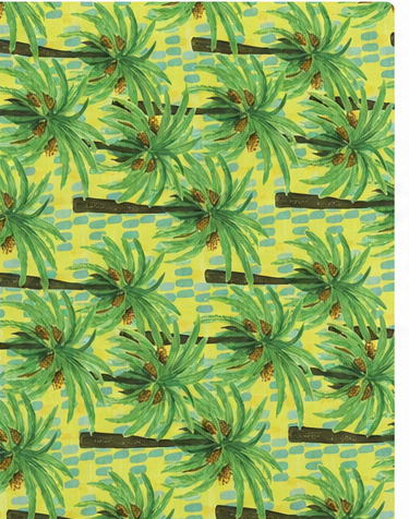 Lime Tropical Palm Leaves poly-cotton, print close up