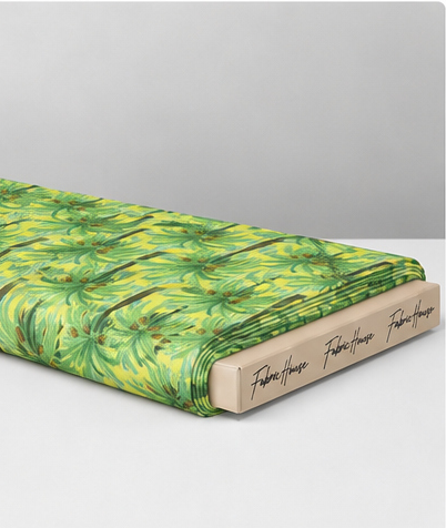 Lime Tropical Palm Leaves poly-cotton folded