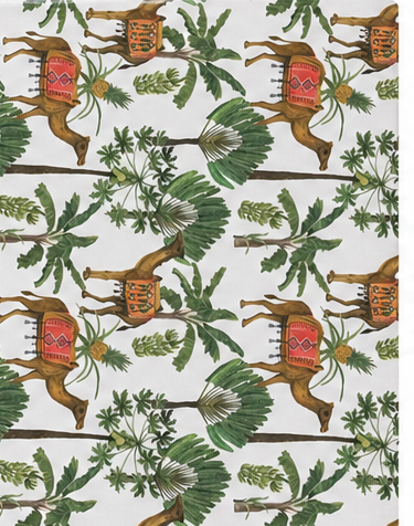 White Tropical Birds and Leaves poly-cotton, print close up