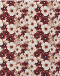 Burgundy Ditsy Daisy Floral poly-cotton, print close up