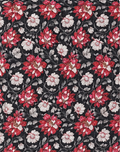 Black Red and Pink Floral poly-cotton, print close up