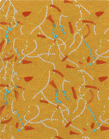 Mustard Abstract Curved Lines poly-cotton, print close up