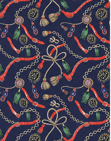 Navy Multicolor Swirl Print poly-cotton, print close up