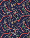 Navy Multicolor Swirl Print poly-cotton, print close up