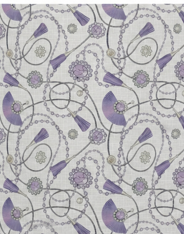Lilac Botanical Line Drawing poly-cotton, print close up