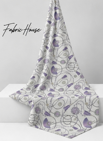 Lilac Botanical Line Drawing poly-cotton draped to show fall