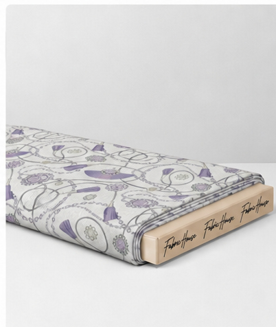 Lilac Botanical Line Drawing poly-cotton folded