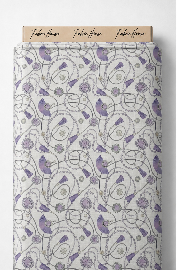 Lilac Botanical Line Drawing poly-cotton full roll