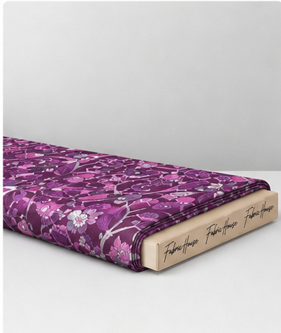 Plum Pink Floral Swirls poly-cotton folded