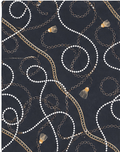 Charcoal Beige Floral Spirals poly-cotton, print close up