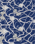 Indigo White Branch Pattern poly-cotton, print close up
