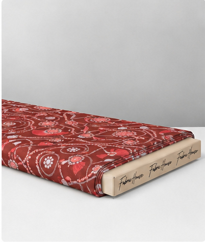 Terracotta Botanical Swirls poly-cotton folded