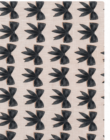 White Black Leaf Silhouettes poly-cotton, print close up
