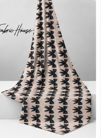 White Black Leaf Silhouettes poly-cotton draped to show fall