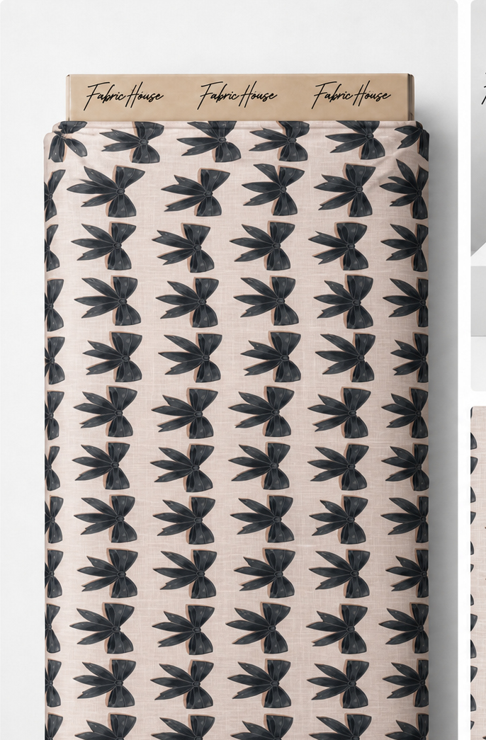 White Black Leaf Silhouettes poly-cotton full roll