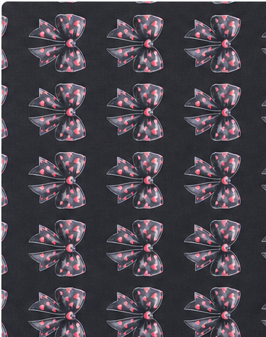 Charcoal Pink Botanical Motifs poly-cotton, print close up