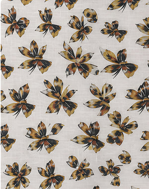 Cream Olive Botanical Sprigs poly-cotton, print close up