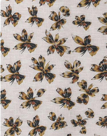 Cream Olive Botanical Sprigs poly-cotton, print close up