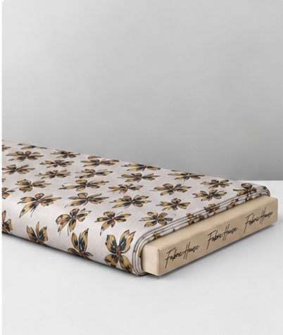 Cream Olive Botanical Sprigs poly-cotton folded