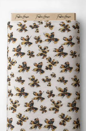 Cream Olive Botanical Sprigs poly-cotton full roll