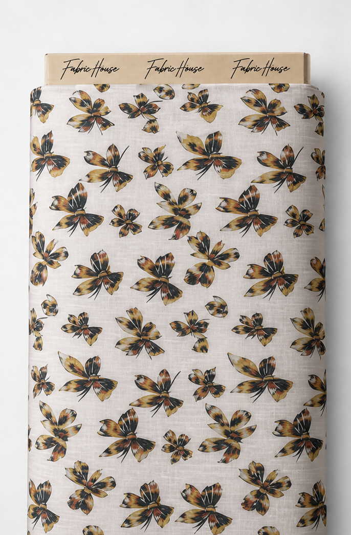 Cream Olive Botanical Sprigs poly-cotton full roll
