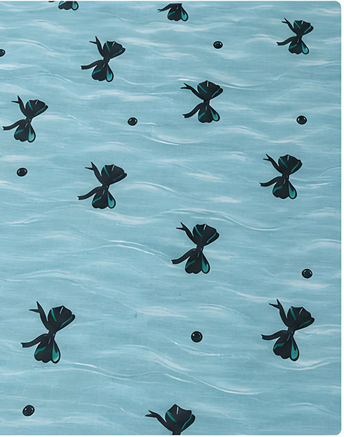 Aqua Black Tiny Floral poly-cotton, print close up