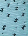 Aqua Black Tiny Floral poly-cotton, print close up