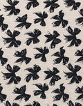 Ivory Black Bold Leaf Print poly-cotton, print close up
