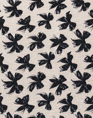 Ivory Black Bold Leaf Print poly-cotton, print close up