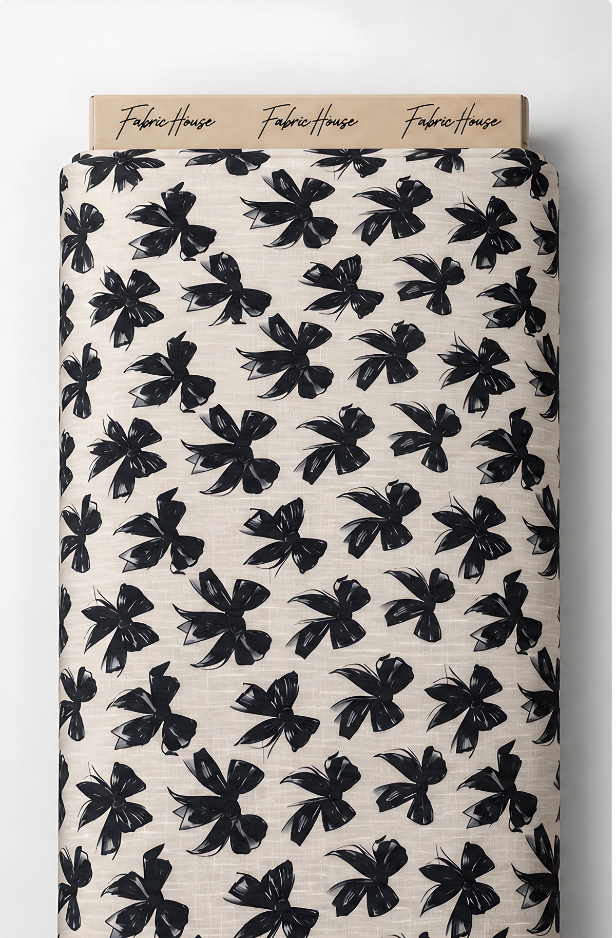 Ivory Black Bold Leaf Print poly-cotton full roll