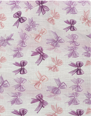 Pale Pink Lavender Floral poly-cotton, print close up