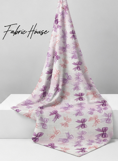 Pale Pink Lavender Floral poly-cotton draped to show fall