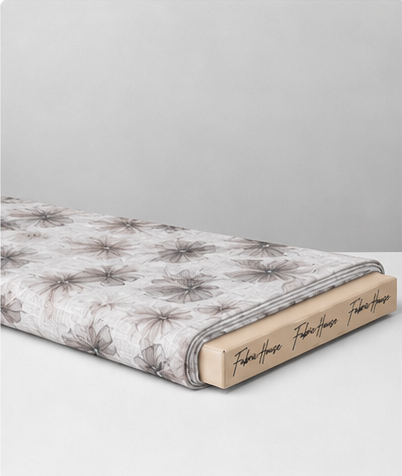 Ivory Grey Feathered Botanical poly-cotton folded