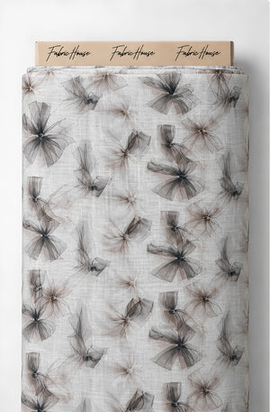 Ivory Grey Feathered Botanical poly-cotton full roll