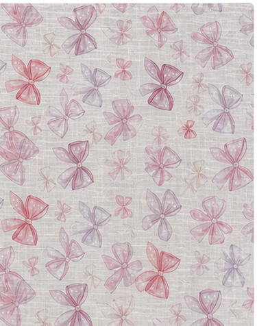 Ivory Pink Delicate Blossoms poly-cotton, print close up
