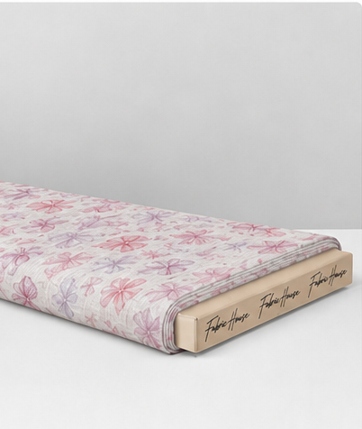 Ivory Pink Delicate Blossoms poly-cotton folded
