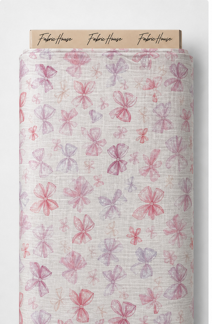 Ivory Pink Delicate Blossoms poly-cotton full roll