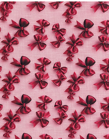 Bright Pink Burgundy Floral poly-cotton, print close up