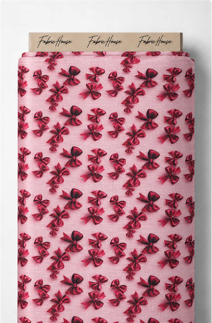 Bright Pink Burgundy Floral poly-cotton full roll